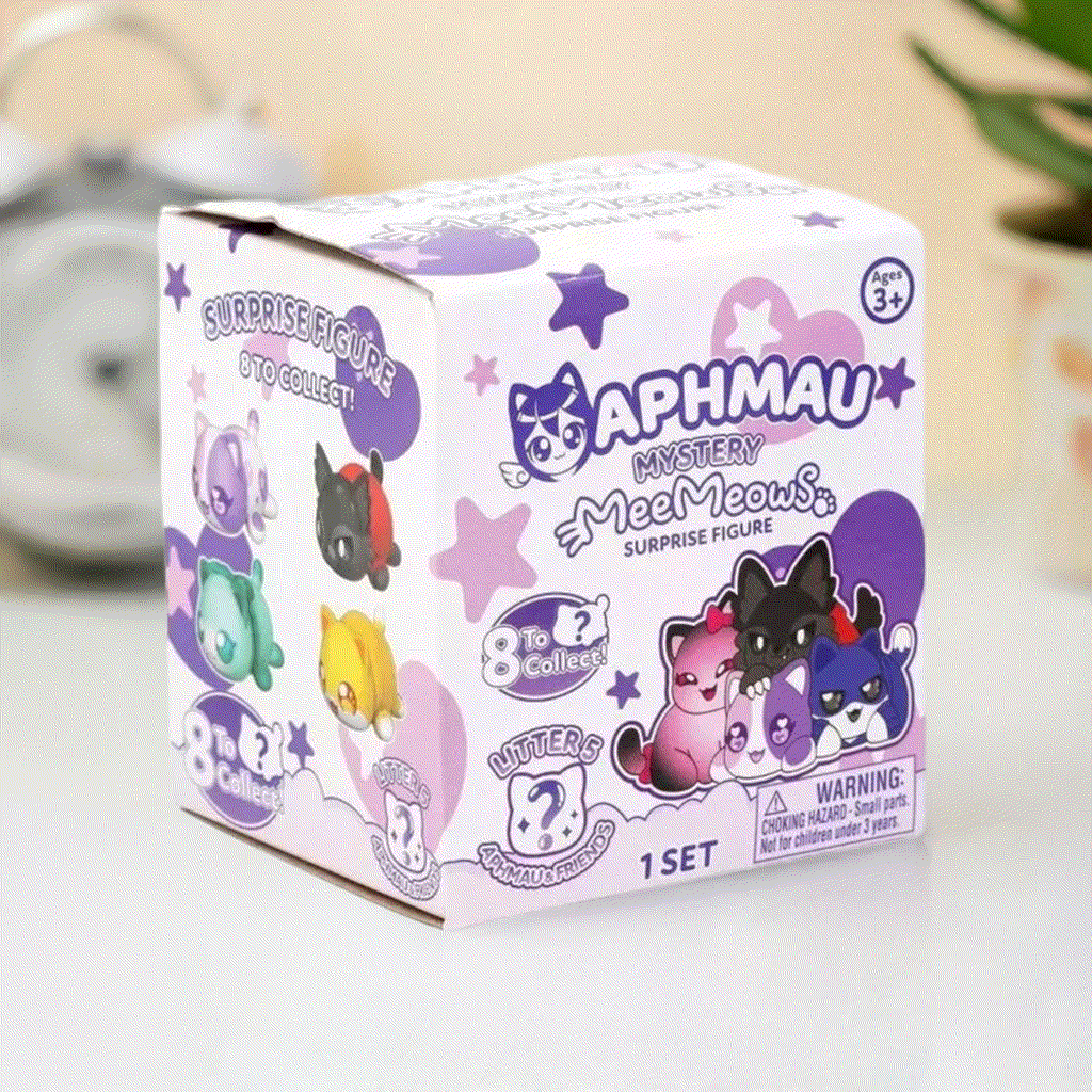 Aphmau Mystery MeeMeows Surprise Figure Litter 5 box featuring collectible cat figures.