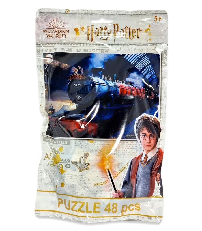 Harry Potter Hogwarts Express 48 Piece Puzzle packaging with vibrant artwork of the iconic train and young Harry Potter.