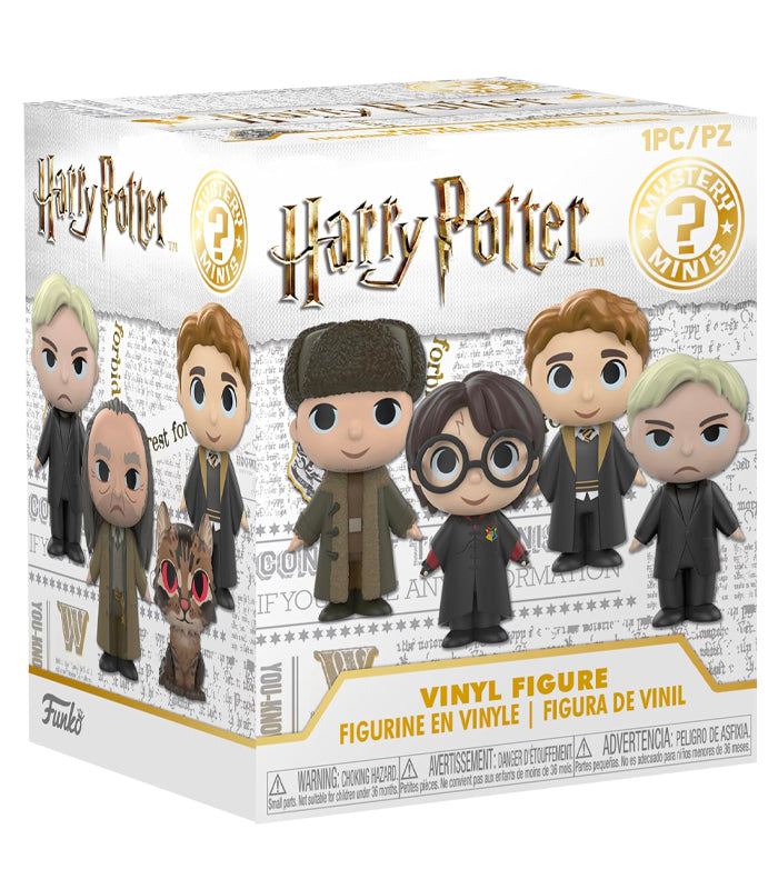 Funko Mystery Minis Harry Potter collection box featuring stylized mini figures of iconic characters from the wizarding world.