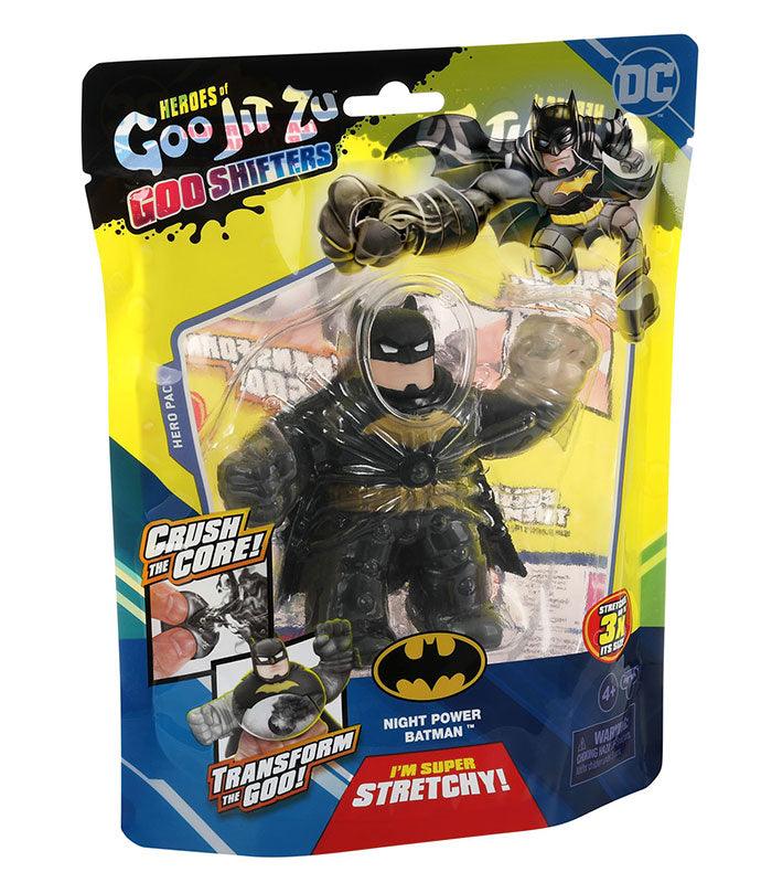 Goo Jit Zu Goo Shifters DC Night Power Batman action figure, stretchy and collectible toy with power-up feature.