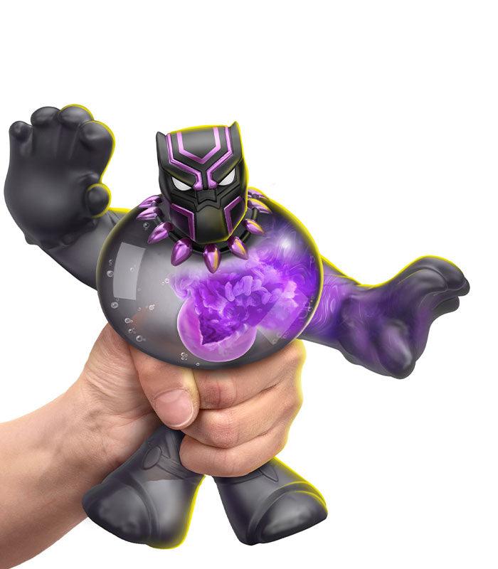 Goo Jit Zu Goo Shifters Marvel Vibranium Energy Blast Black Panther toy being squeezed.