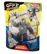 Load image into Gallery viewer, Heroes of Goo Jit Zu Goo Shifters Marvel Armored Energy War Machine in packaging featuring stretchable and squishy figure with goo filling and color-changing power-up feature.
