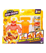 Load image into Gallery viewer, Heroes of Goo Jit Zu Hero Creator Blazagon kit with customizable parts and goo fillings displayed in packaging.
