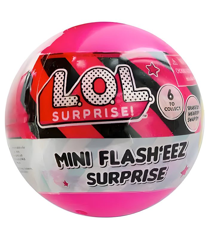 LOL Surprise Mini Flash ‘Eez toy packaging featuring bright colors and collectible characters.