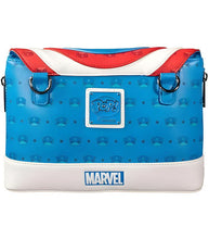 Load image into Gallery viewer, Loungefly Marvel Captain America Crossbody Bag featuring iconic shield design.
