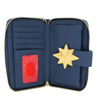 Load image into Gallery viewer, Loungefly Marvel Captain Marvel Wallet/Purse with faux leather and star emblem design.
