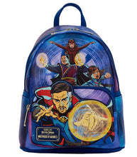 Load image into Gallery viewer, Loungefly Dr Strange Multiverse Mini Backpack with Marvel design and adjustable straps.
