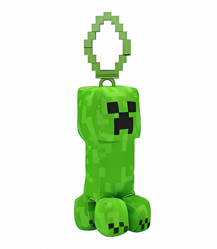 Minecraft 5 Inch Creeper Bag Hanger Plush with clip, featuring pixelated detailing and soft, huggable design.