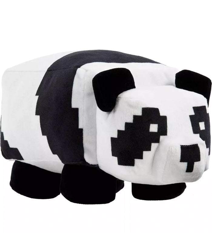 Minecraft Panda Plush 8 Inch toy with pixelated black-and-white design.