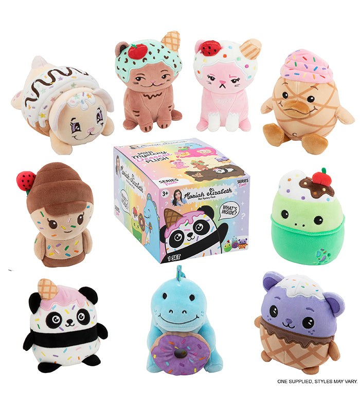 Moriah Elizabeth Mini Mystery Plush Series 2 featuring 8 dessert-themed characters in a blind box.