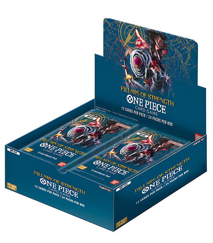 One Piece Card Game Pillars of Strength Booster Box featuring 24 booster packs.