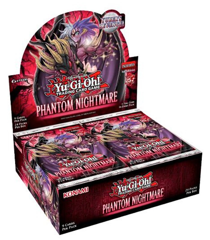 Yu-Gi-Oh! Phantom Nightmare Booster Box featuring Yubel character artwork.