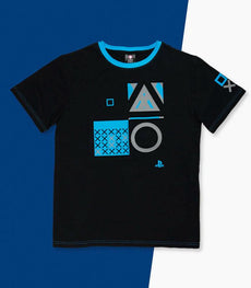 Official PlayStation Core T-Shirt with iconic button design in black, for medium size, by Numskull.