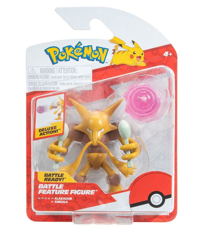 Pokemon Battle Figure - Alakazam in packaging with detailed features and accessories for collectors.