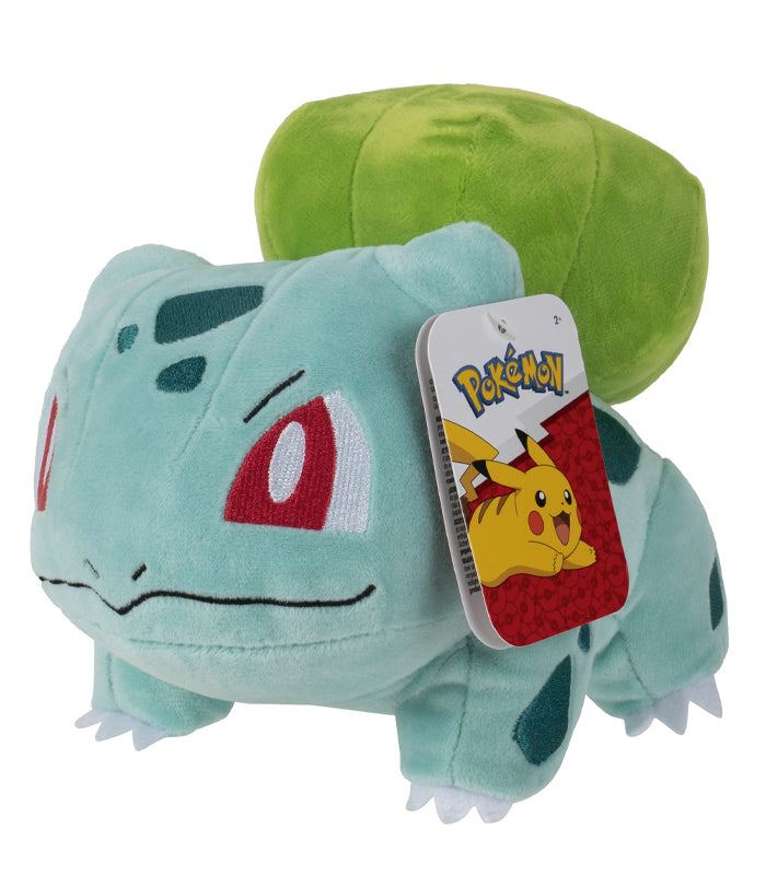 Bulbasaur Eyes Open 8" plush toy with bright eyes and plant bulb, soft and durable.