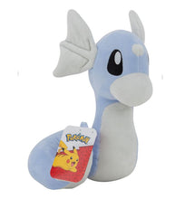 Load image into Gallery viewer, Dratini 8&quot; plush Pokemon toy with blue scales and cute expression.
