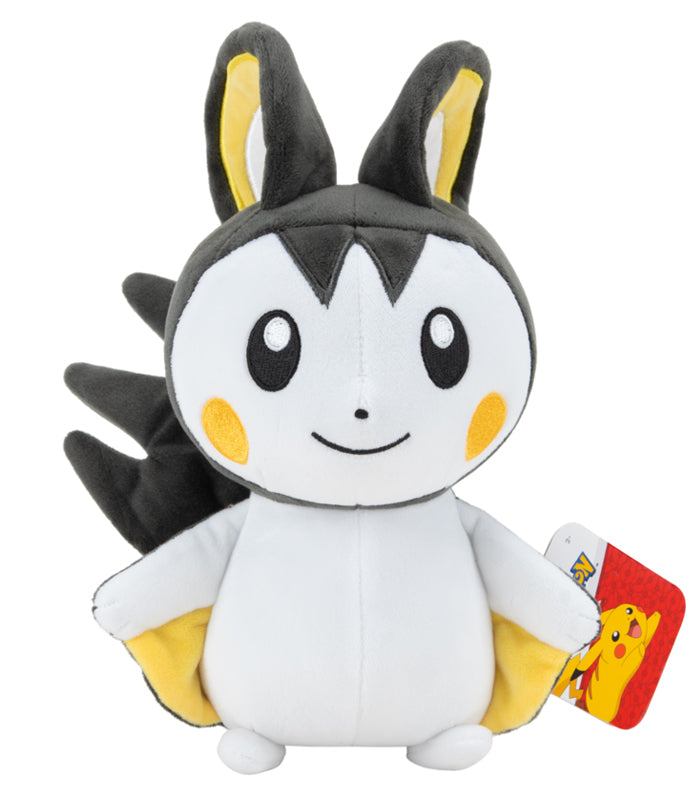Pokemon 8" Plush - Emolga with black and white design, cute face, and wing-like flaps.