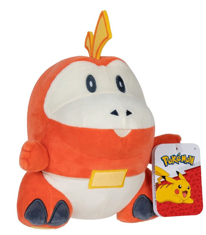 Pokemon 8" Plush - Fuecoco with vibrant red and yellow colors, cheerful smile, and round shape.