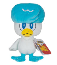 Load image into Gallery viewer, Pokemon 8&quot; Plush - Quaxly with blue and white colors, sailor&#39;s hat, and expressive eyes.
