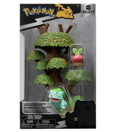 Pokemon Select Summer Forest Environment pack with Applin and Bulbasaur figures.