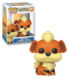 Growlithe Pokemon POP! Vinyl Figure with oversized head and orange fur in Funko style.