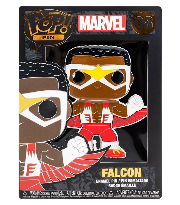 Funko POP! Pin - Marvel Falcon enamel pin, vibrant colors, collectible accessory.