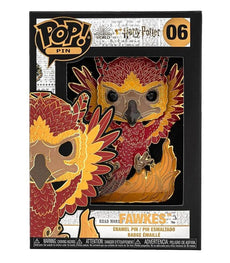 Funko POP! Pin featuring Fawkes from Harry Potter, vibrant enamel design.
