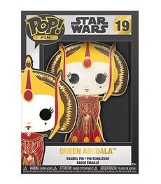 POP! Pin featuring Queen Amidala from Star Wars, showcasing her iconic outfit with vibrant colors and stylized design.