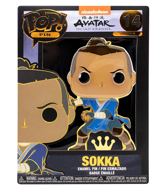 Funko Pop! Pin - Sokka from Avatar: The Last Airbender, featuring vibrant enamel design.
