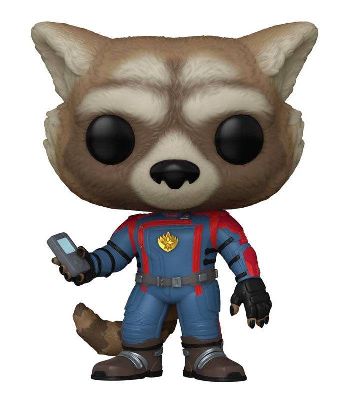 Marvel Guardians of the Galaxy 3 Pop! Vinyl Figure - Rocket, 3.75 inches, featuring Rocket in detailed outfit with blaster.