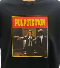 Load image into Gallery viewer, Officially licensed Pulp Fiction t-shirt featuring Jules and Vincent, 100% cotton, medium size.
