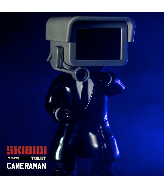 Skibidi Toilet Mystery Figure Series 1 - Cameraman collectible toy in dramatic lighting.