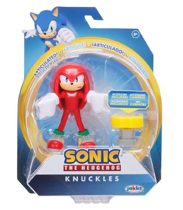 Sonic the Hedgehog Knuckles figure with spring accessory in packaging.