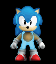 Load image into Gallery viewer, Goo Jit Zu Sonic Glow Surge figure, stretchy Sonic the Hedgehog, glow-in-the-dark.
