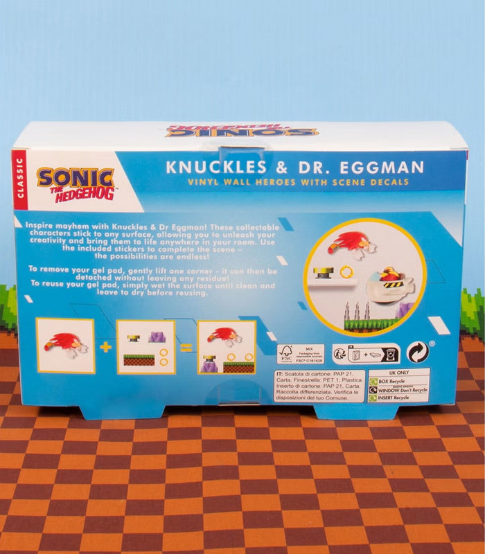 Sonic The Hedgehog Comic Ons Knuckles and Dr. Eggman wall decals packaging.