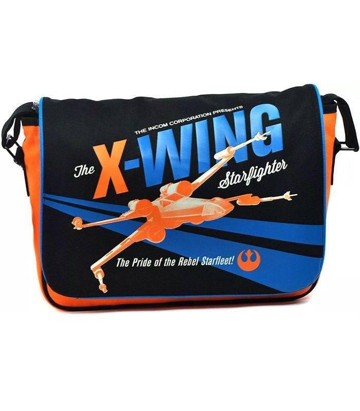 Star Wars Messenger Bag with X-Wing Starfighter design, bold graphics, and vibrant colors.