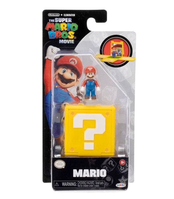 Super Mario Bros. Movie 3cm Mario Mini Figure with Question Block packaging.