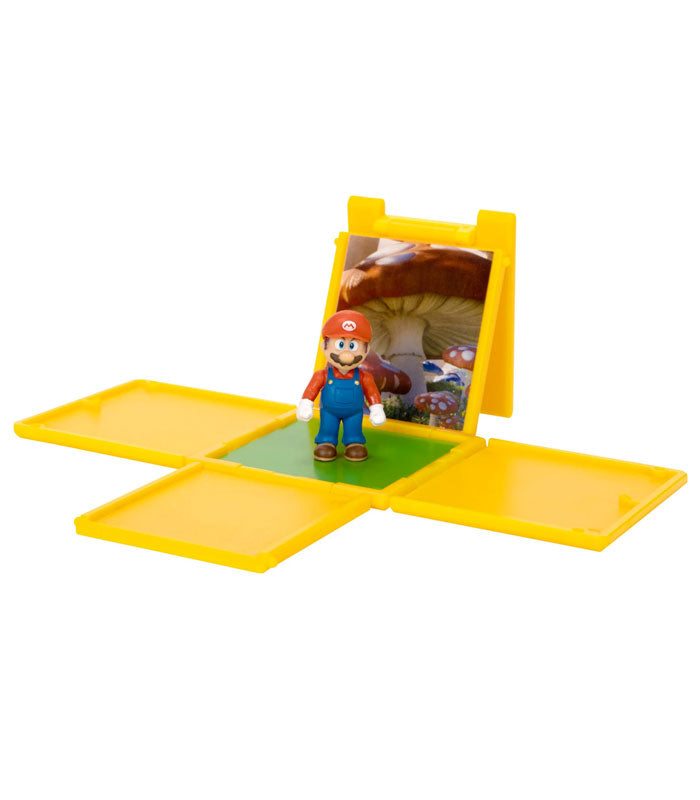 Super Mario Bros. movie 3cm Mario mini figure with question block accessory.