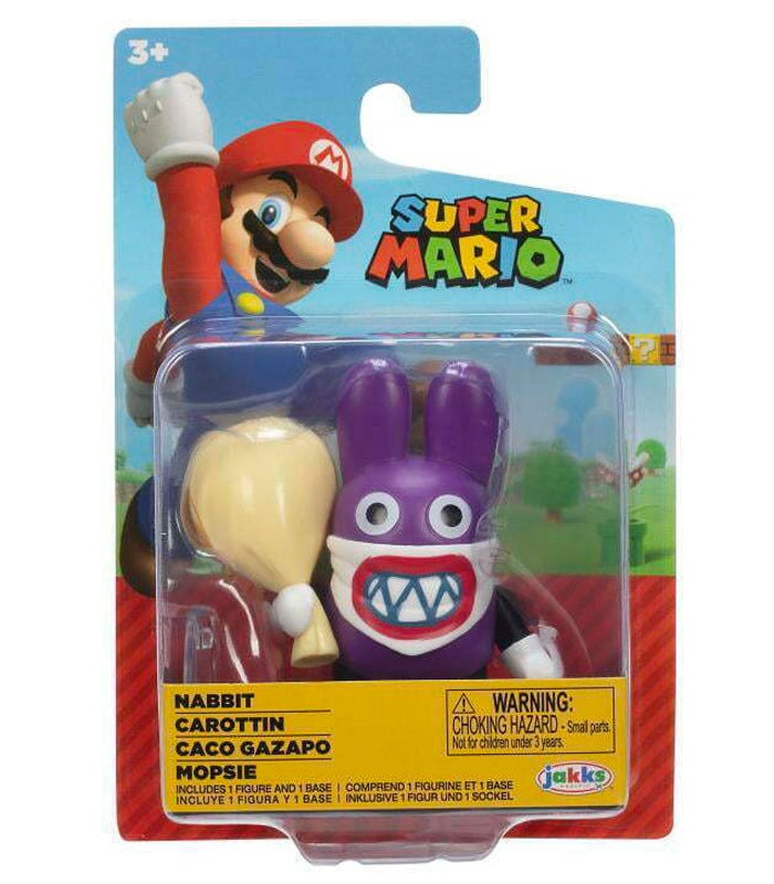 Super Mario Nabbit 2.5 inch figure in packaging with purple outfit and large bag.