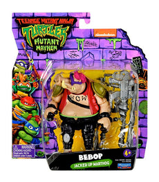 Teenage Mutant Ninja Turtles Movie Bebop Action Figure in Mutant Mayhem packaging with accessories.
