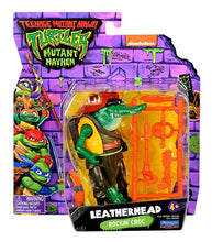 Load image into Gallery viewer, Teenage Mutant Ninja Turtles Movie Leatherhead Action Figure with accessories in Mutant Mayhem package.
