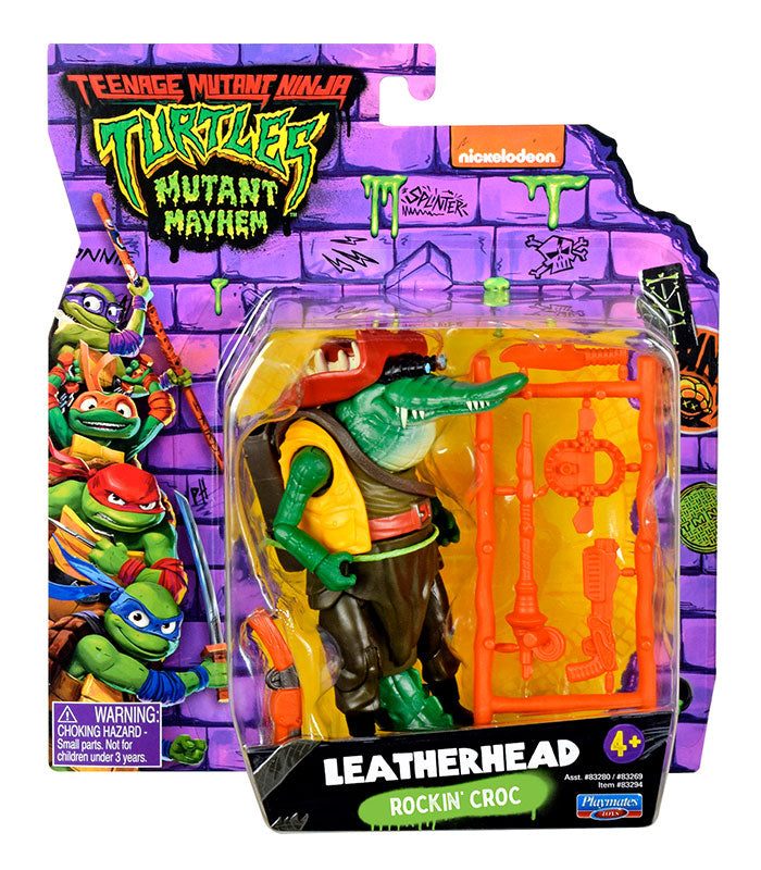 Teenage Mutant Ninja Turtles Movie Leatherhead Action Figure with accessories in Mutant Mayhem package.
