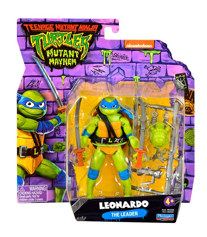 Teenage Mutant Ninja Turtles Movie Leonardo Action Figure in Mutant Mayhem packaging.
