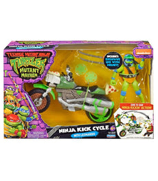Teenage Mutant Ninja Turtles Movie Ninja Kick Cycle toy with Leo figure and action features in packaging.