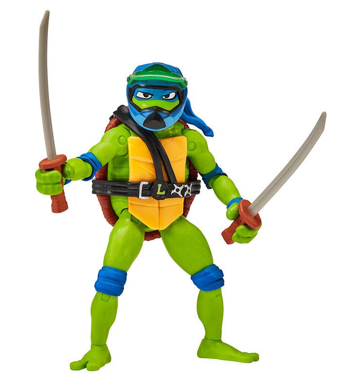 Teenage Mutant Ninja Turtles Movie Ninja Kick Cycle toy with Leo figure wielding swords.