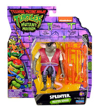 Load image into Gallery viewer, Teenage Mutant Ninja Turtles Movie Splinter action figure with accessories in Mutant Mayhem packaging.

