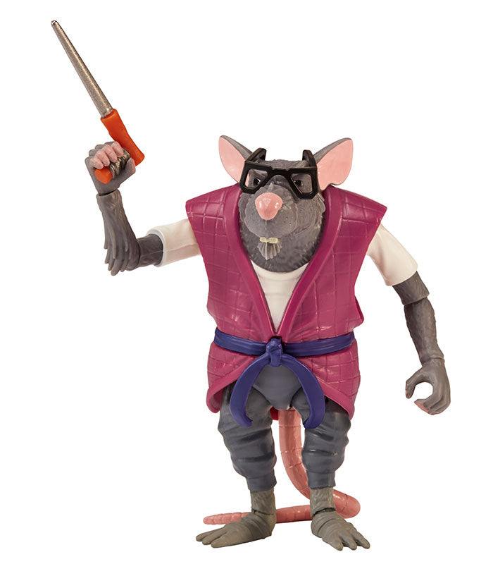 Teenage Mutant Ninja Turtles Movie Splinter action figure with walking stick, detailed 4-inch collectible from Mutant Mayhem series.