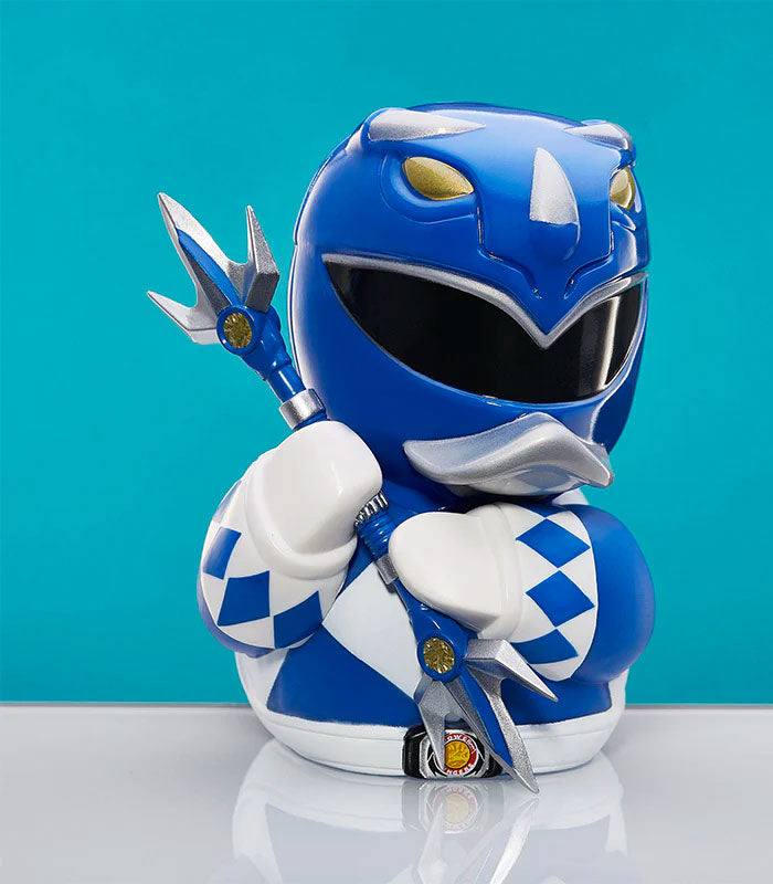 TUBBZ Power Rangers Blue Ranger collectible duck in iconic blue suit and helmet, high-quality PVC, bathtub display box.