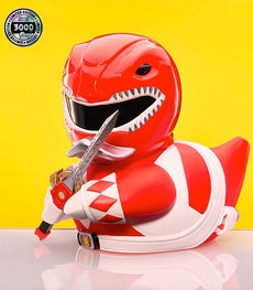 TUBBZ Power Rangers Red Ranger Collectible Duck in red suit and helmet, limited edition figurine.