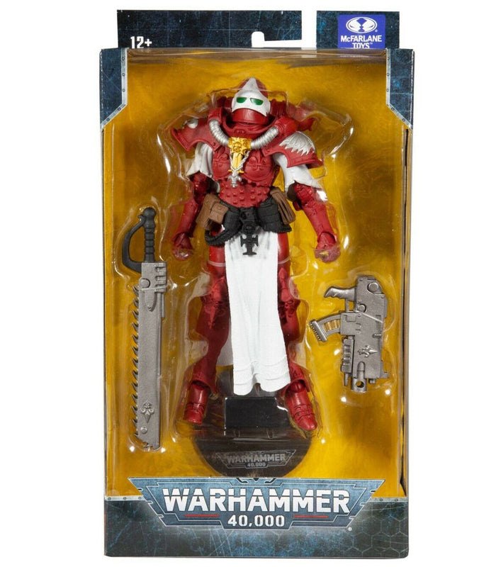 Warhammer 40k Adepta Sorority Sister of Battle 18cm figure in red and black power armor.